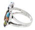 Multicolor Inlay Butterfly Sterling Silver Ring Size 5-3/4 EX61250